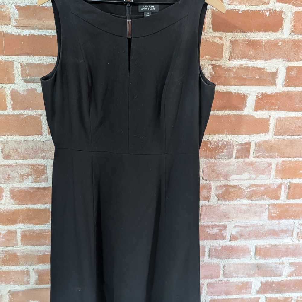 Tahari Elegant Black Midi Dress